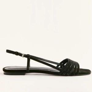 REFORMATION flat black strappy sandals